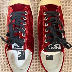 Golden Goose Women V Star Red Velvet Sneakers GGDB
